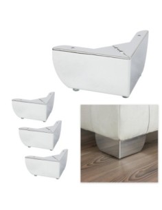 GROSSETO | SET 4 Piedi e 16 viti | Cromo Lucido | H.8,5cm / 15X15 cm | Piedini per divani-poltrone |