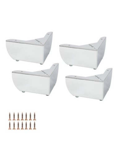 GROSSETO | SET 4 Piedi e 16 viti | Cromo Lucido | H.8,5cm / 15X15 cm | Piedini per divani-poltrone |