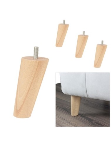 DYLAN | SET of 4 Wooden Legs | Natural Color | Height 12 cm | Sofas and Furniture Wooden Legs