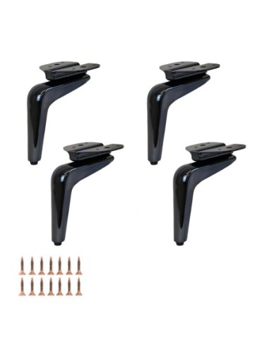 QUEEN | Set of 4 Legs and 16 Screws | Black Nickel Finish | H.14 cm | Legs for Sofas and Armchairs