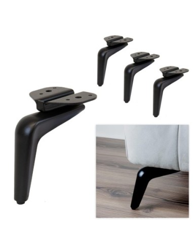 QUEEN | SET da 4 Piedi e 16 viti | Nero Opaco | H. 14 | Piedini per divani e poltrone |