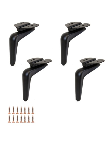 QUEEN | SET da 4 Piedi e 16 viti | Nero Opaco | H. 14 | Piedini per divani e poltrone |