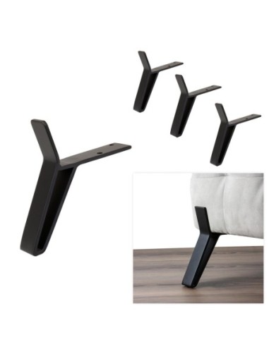 VANITY | SET da 4 Piedi e 16 viti | Nero Opaco | H. 14,5 | Piedini per divani e poltrone |