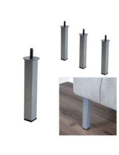 WINDY | SET da 4 Piedi | Silver | H. 20 | viti innestate (10MA) | Piedini per letti e mobili |