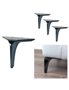 HEKO| Set of 4 Legs and 16 Screws | Black Nickel Finish | H.16 cm | Legs for Sofas and Armchairs
