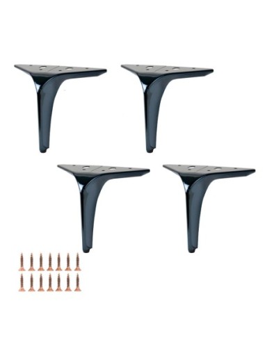 HEKO | SET da 4 Piedi e 16 viti | Nickel Nero | H. 16 | Piedini per divani e poltrone |