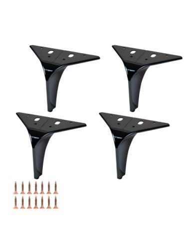 HEKO| Set of 4 Legs and 16 Screws | Black Nickel Finish | H.13 cm | Legs for Sofas and Armchairs