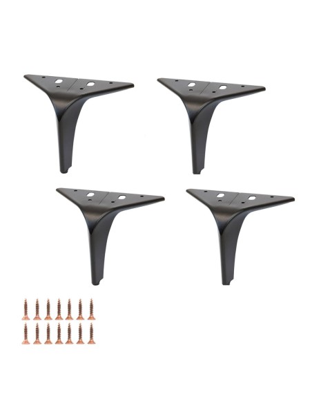 HEKO | SET da 4 Piedi e 16 viti | Nero Opaco | H. 13 | Piedini per divani e poltrone |