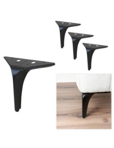 HEKO | SET da 4 Piedi e 16 viti | Nero Opaco | H. 16 | Piedini per divani e poltrone |