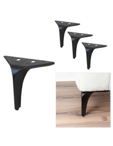 HEKO| Set of 4 Legs and 16 Screws | Matt Black Finish | H.16 cm | Legs for Sofas and Armchairs