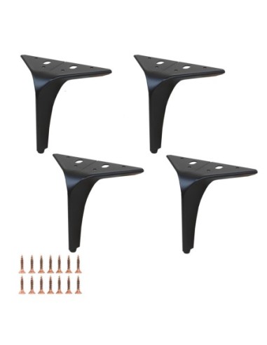 HEKO| Set of 4 Legs and 16 Screws | Matt Black Finish | H.16 cm | Legs for Sofas and Armchairs