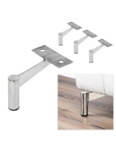 FRED 12 | Set of 4 Legs and 16 Screws | Chrome Finish | H.12 cm | Legs for Sofas and Armchairs