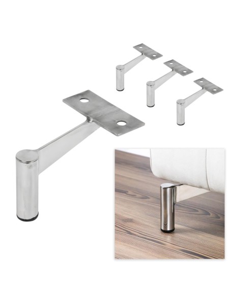 FRED 12 | SET da 4 Piedi | Cromo Lucido | H. 12 | Piedini per letto e divani |