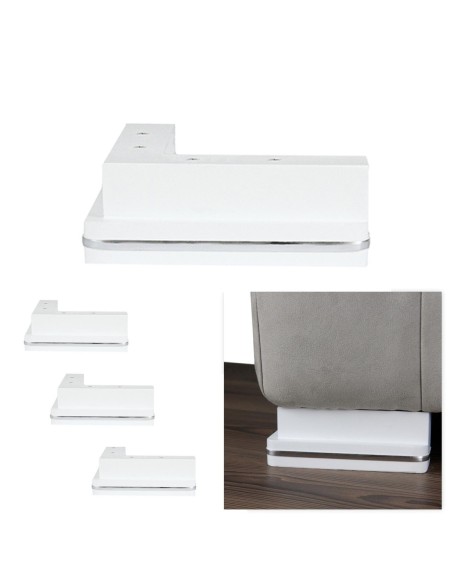 GENIUS JESOLO S557 | SET of 4 Wooden Legs | White Color | H.5,5 L.15x15 | Sofas and Furniture Wooden Legs