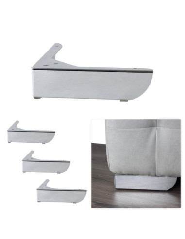 GROSSETO | Set of 4 Legs and 16 Screws | Chrome Finish | H.5,5 / L.20x20 cm | Legs for Sofas and Armchairs
