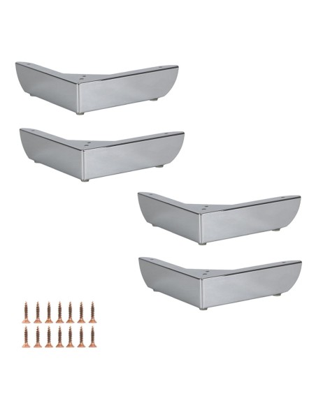 GROSSETO NEW | SET 4 Piedi e 16 viti | Cromo Lucido | H.5,5cm / 20X20 cm | Piedini per divani-poltrone |