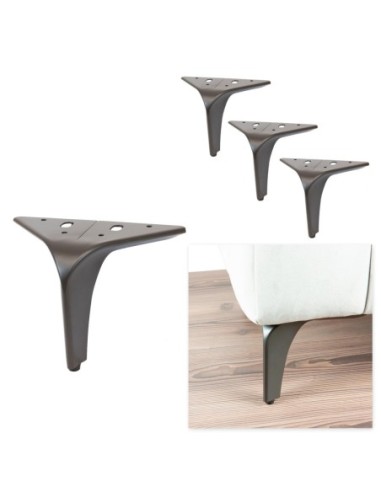 HEKO | SET da 4 Piedi e 16 viti | Marrone Scuro Opaco | H. 13 | Piedini per divani e poltrone |