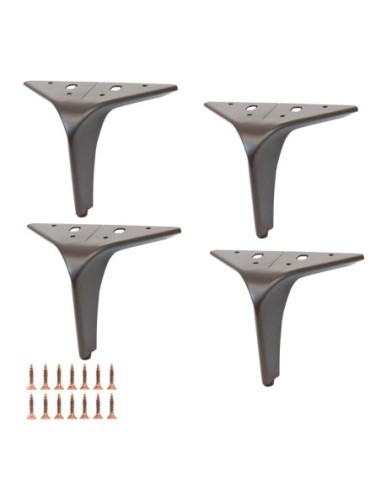 HEKO | SET da 4 Piedi e 16 viti | Marrone Scuro Opaco | H. 13 | Piedini per divani e poltrone |