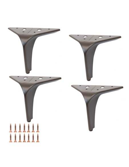 HEKO | SET da 4 Piedi e 16 viti | Marrone Scuro Opaco | H. 13 | Piedini per divani e poltrone |