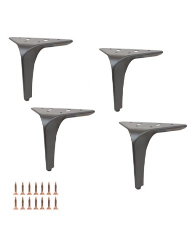HEKO| Set of 4 Legs and 16 Screws | Matt Dark Brown Finish | H.16 cm | Legs for Sofas and Armchairs