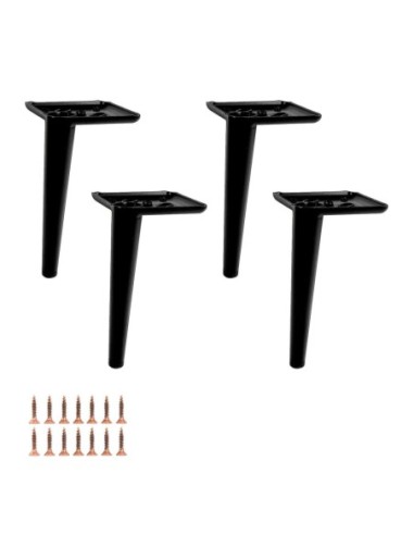 AGO 17 | Set of 4 Legs and 16 Screws | Matt Black Finish | H. 17 cm | Legs for Sofas and Armchairs