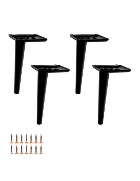AGO 17 | SET da 4 Piedi e 16 viti | Nero Opaco | H.17 | Piedini per divani-poltrone |