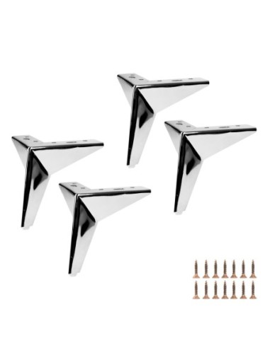 STARDUST | SET da 4 Piedi e 16 viti | Cromo Lucido | H.10 cm | Piedini per divani e poltrone |