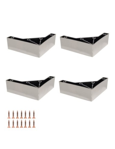 ANGY | SET for 4 Legs and 16 Screws | Chrome | H.5 L.15x15 cm | Legs for Sofas and Armchairs