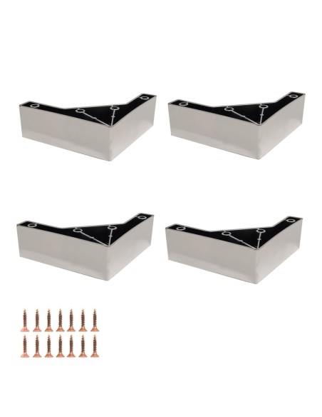 ANGY | SET for 4 Legs and 16 Screws | Chrome | H.5 L.15x15 cm | Legs for Sofas and Armchairs