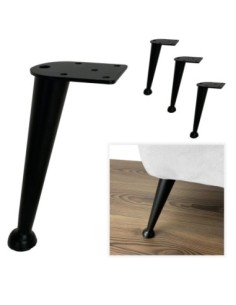 LILLI | Set of 4 Legs and 16 Screws | Matt Black Finish | H.20 cm | Legs for Sofas and Armchairs