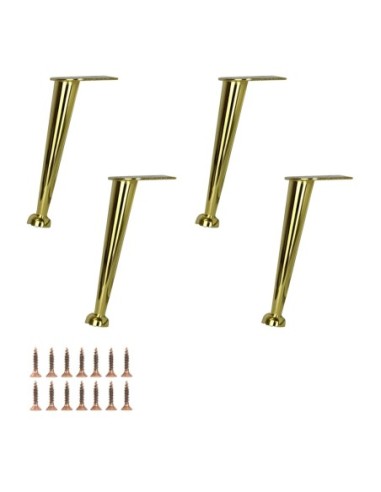LILLI | SET da 4 Piedi e 16 viti | Oro | H. 20 | Piedini per divani e poltrone |