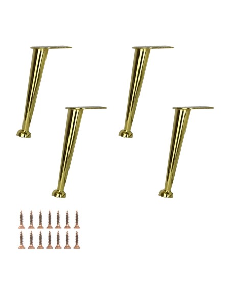 LILLI | SET da 4 Piedi e 16 viti | Oro | H. 20 | Piedini per divani e poltrone |
