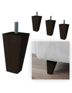 ENIGMA | SET of 4 Wooden Legs | Wenghè Color| Height 9,5 cm  | Sofas and Furniture Wooden Legs