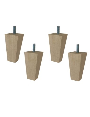 ENIGMA | SET 4 Piedi in Legno | Colore Naturale | Altezza 9,5 cm | Gambe in Legno per divani e mobili