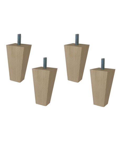 ENIGMA | SET 4 Piedi in Legno | Colore Naturale | Altezza 9,5 cm | Gambe in Legno per divani e mobili