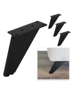 LALIK | SET da 4 Piedi e 16 viti | Nero Opaco | H.12 cm | Piedini per divani-poltrone |