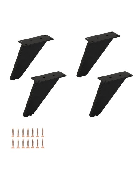 LALIK | Set of 4 Legs and 16 Screws | Matt Black Finish | H.12 cm | Legs for Sofas and Armchairs