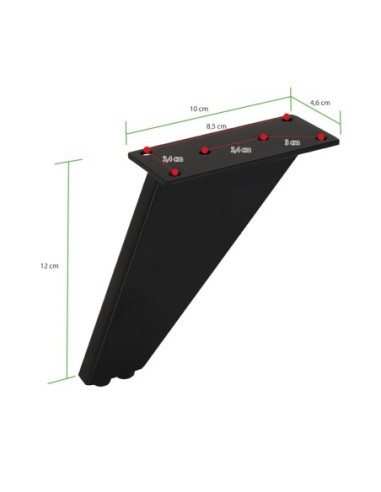 LALIK | SET da 4 Piedi e 16 viti | Nero Opaco | H.12 cm | Piedini per divani-poltrone |