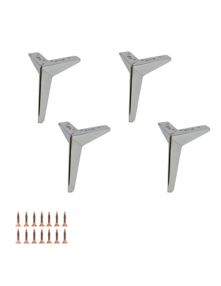 STARDUST | SET da 4 Piedi e 16 viti | Cromo Lucido | H.18 cm | Piedini per divani e poltrone |