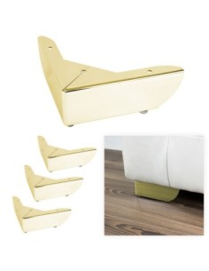 GROSSETO | SET 4 Piedi e 16 viti | Oro Lucido | H.5,5cm / 12X12 cm | Piedini per divani-poltrone |