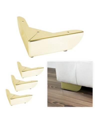 GROSSETO | SET 4 Piedi e 16 viti | Oro Lucido | H.5,5cm / 12X12 cm | Piedini per divani-poltrone |