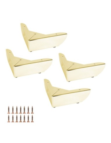 GROSSETO | Set of 4 Legs and 16 Screws | Gold Finish | H.5,5 / L.12x12 cm | Legs for Sofas and Armchairs