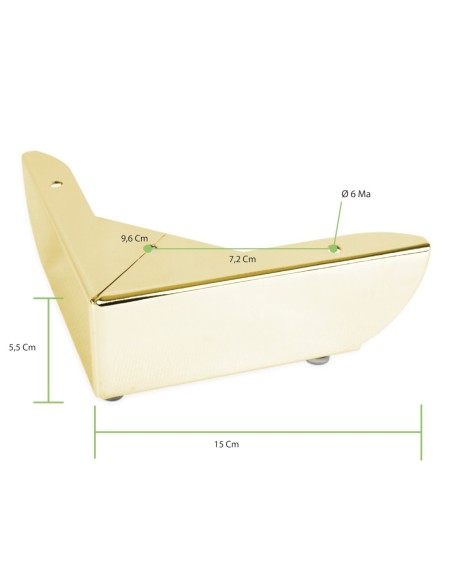 GROSSETO | SET 4 Piedi e 16 viti | Oro Lucido | H.5,5cm / 12X12 cm | Piedini per divani-poltrone |