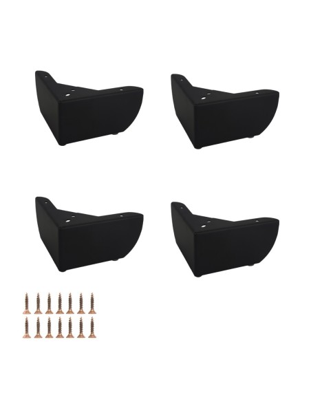 GROSSETO | SET 4 Piedi e 16 viti | Nero Opaco | H.8,5cm / 15X15 cm | Piedini per divani-poltrone |