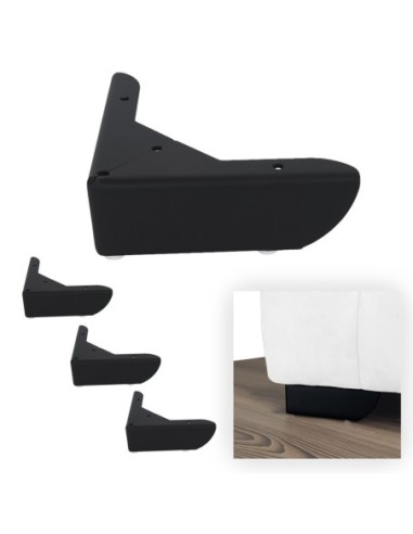 GROSSETO | SET 4 Piedi e 16 viti | Nero Opaco | H.5,5cm / 15X15 cm | Piedini per divani-poltrone |