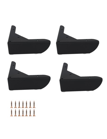 GROSSETO | SET 4 Piedi e 16 viti | Nero Opaco | H.5,5cm / 15X15 cm | Piedini per divani-poltrone |