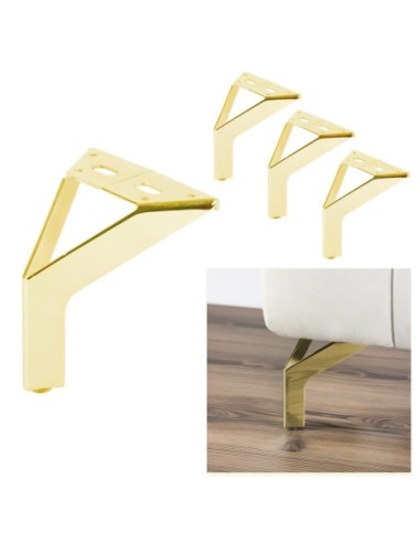 NEW SIENA | SET da 4 Piedi e 16 viti | Oro Lucido | H.12,5 cm | Piedini per divani e poltrone |