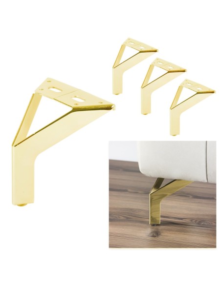 NEW SIENA | Set of 4 Legs and 16 Screws | Gold Finish | H.12,5 cm | Legs for Sofas and Armchairs