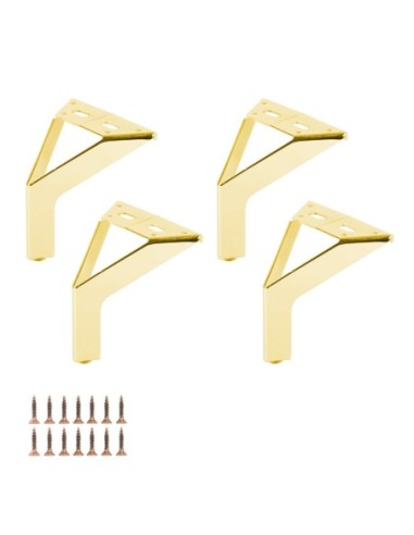 NEW SIENA | SET da 4 Piedi e 16 viti | Oro Lucido | H.12,5 cm | Piedini per divani e poltrone |