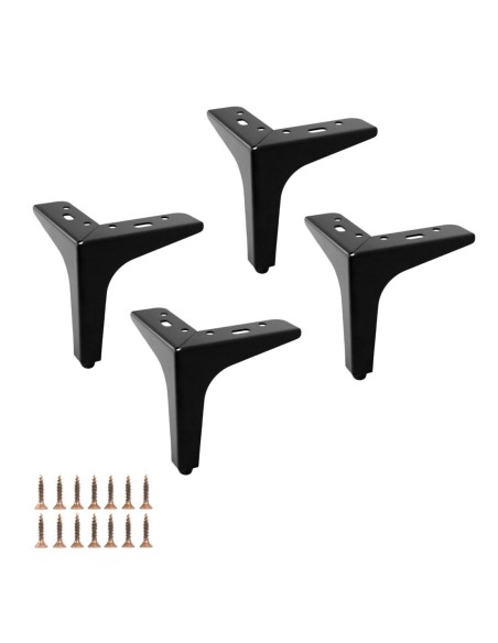 SIENA 10 | SET da 4 Piedi e 16 viti | Nero Opaco | H.10 cm | Piedini per divani-poltrone |